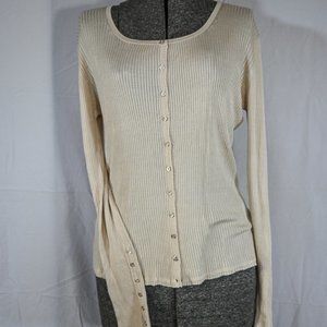 Vintage Silk Long Sleeve Button Up Light Knit Top